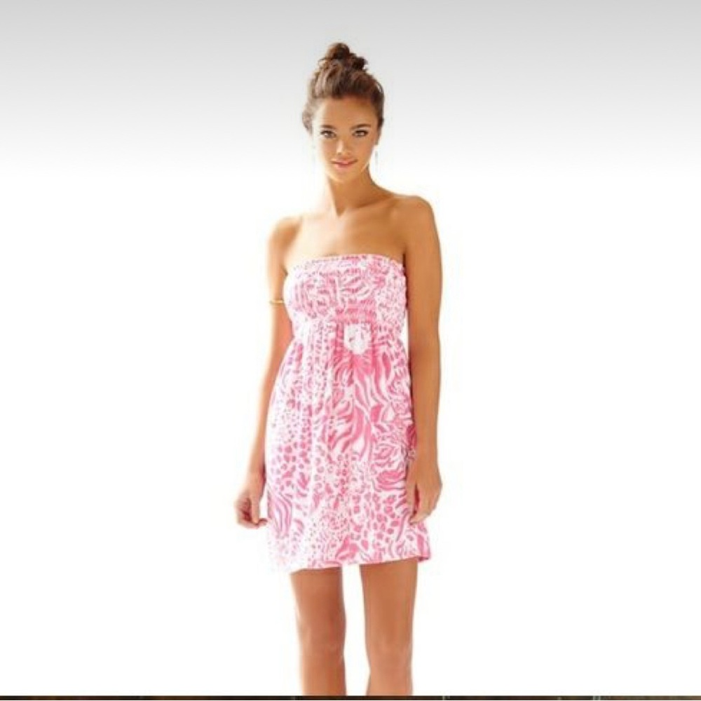Lilly Pulitzer Towel Terry Brigitte Dress SZ XXS Resort White Pink Get Spotted